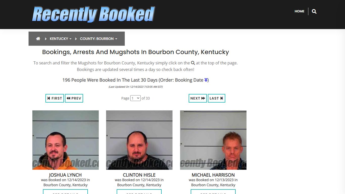 Bookings, Arrests and Mugshots in Bourbon County, Kentucky