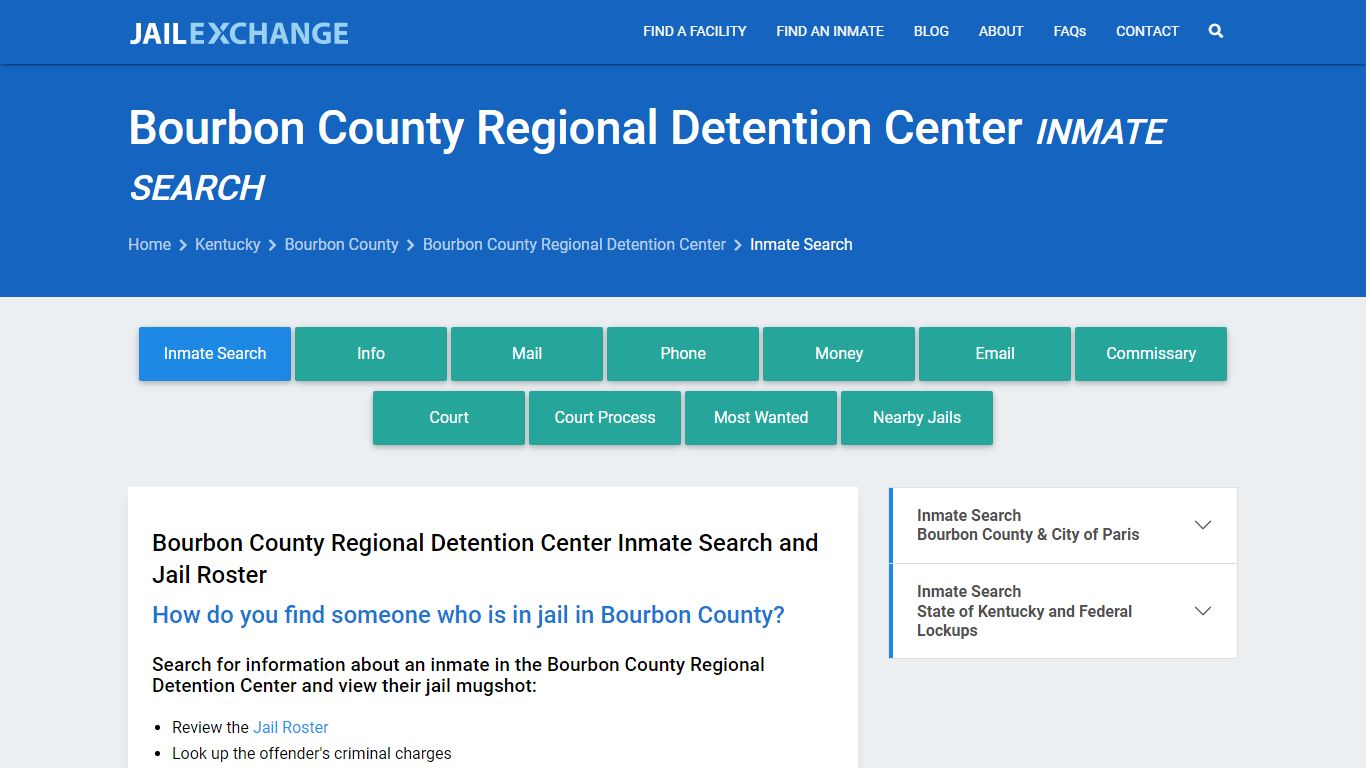 Bourbon County Regional Detention Center Inmate Search